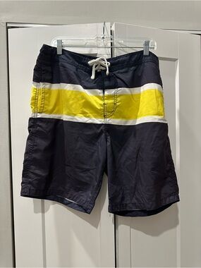 Joe Fresh Navy Swim Shorts with Yellow and White Stripes